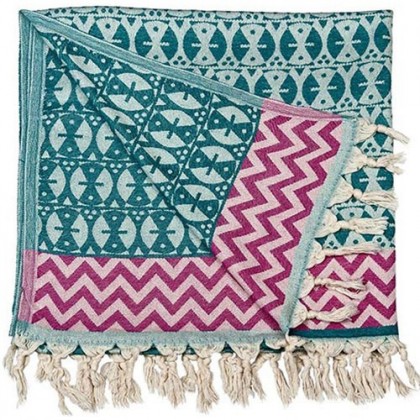 Fouta Peshtemal Adinkra turquoise - Casa Nomade