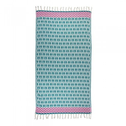 Fouta Peshtemal Adinkra turquoise - Casa Nomade