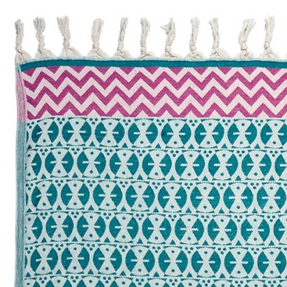 Fouta Peshtemal Adinkra turquoise - Casa Nomade