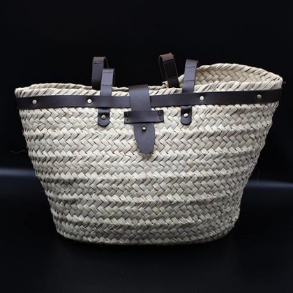 Panier en feuilles de palmier et cuir tissé main - Casa Nomade