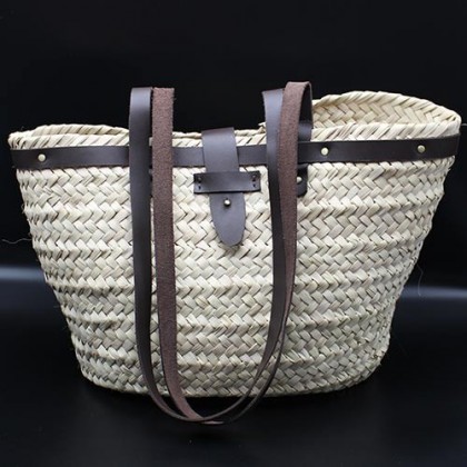 Panier en feuilles de palmier et cuir tissé main - Casa Nomade