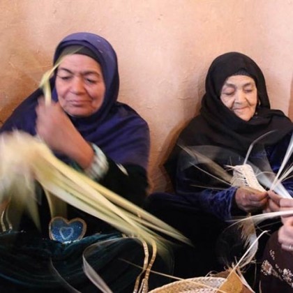 Panier en feuilles de palmier et cuir tissé main - Casa Nomade