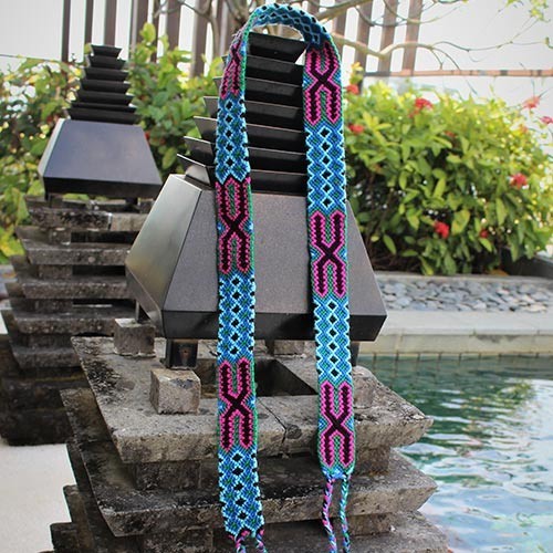 Ceinture tressée main bleu-rose Ceinture tressée main bleu-rose