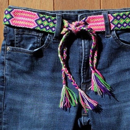 Ceinture tressée main rose - Casa Nomade