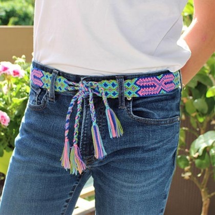 Ceinture tressée main turquoise - Casa Nomade