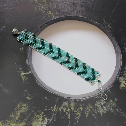 Bracelet zoulou turquoise en perles de verre tissé main - Casa Nomade
