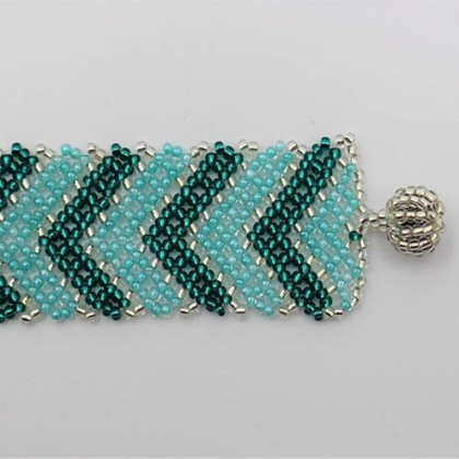 Bracelet zoulou turquoise en perles de verre tissé main - Casa Nomade