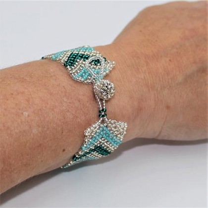 Bracelet zoulou turquoise en perles de verre tissé main - Casa Nomade