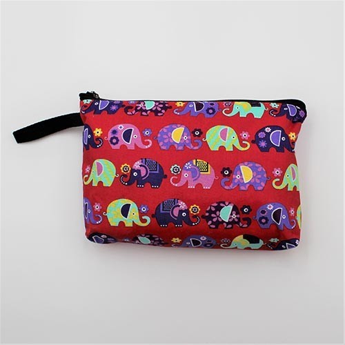 Trousse en coton motif éléphant cousue main rouge - Casa Nomade Trousse en coton motif éléphant cousue main rouge - Casa Nomade