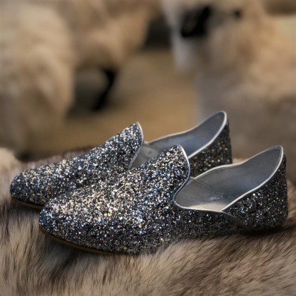Chaussures en cuir et strass fait main