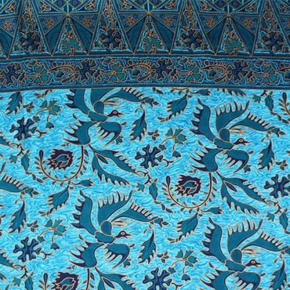 Sarong traditionnel oiseau turquoise en coton - Casa Nomade