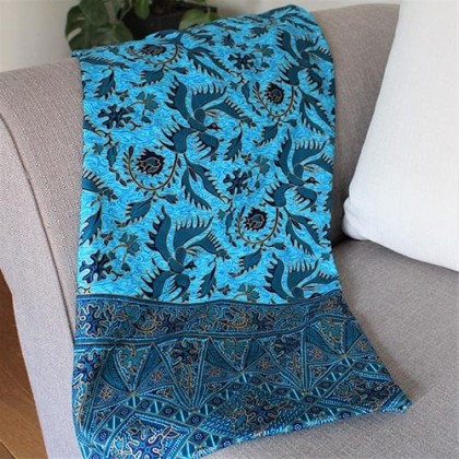 Sarong traditionnel oiseau turquoise en coton - Casa Nomade