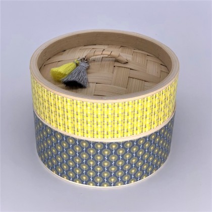 Panier en bambou 10 cm gris jaune avec savons - Casa Nomade