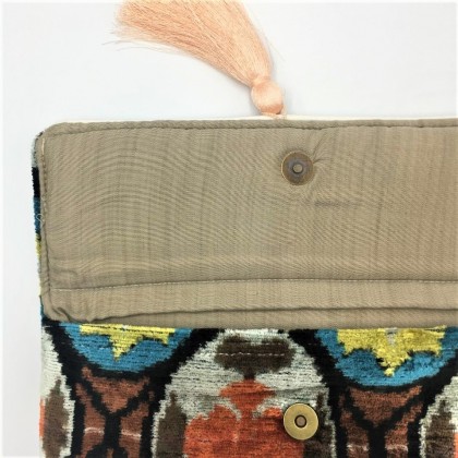 Pochette ikat Juda en velours de soie fait main - Casa Nomade