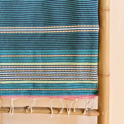 Fouta bleu turquoise tissée