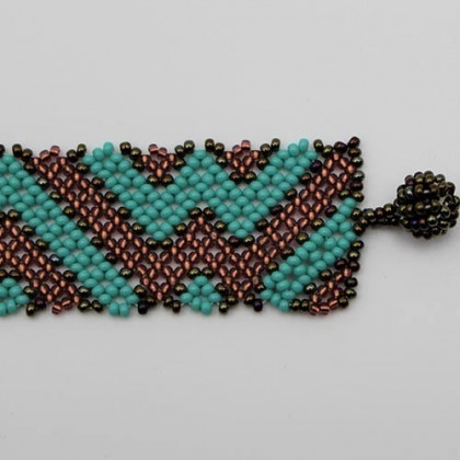 Bracelet zoulou bronze en perles de verre tissé main - Casa Nomade