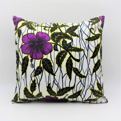 Housse de coussin fleur de mariage hibiscus en wax - Casa Nomade