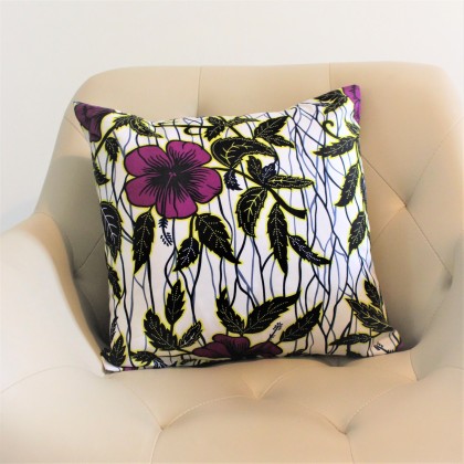 Housse de coussin fleur de mariage hibiscus en wax - Casa Nomade