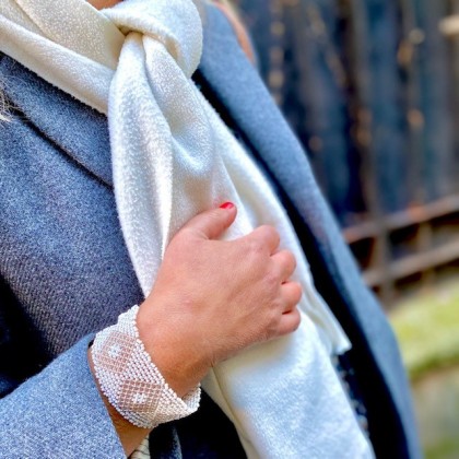 Bracelet zoulou blanc en perles de verre tissé main - Casa Nomade