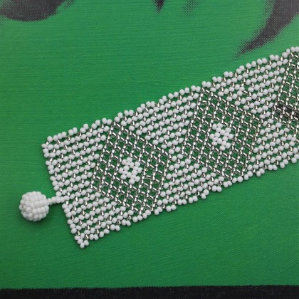 Bracelet zoulou blanc en perles de verre tissé main - Casa Nomade