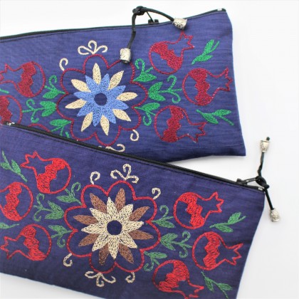 Pochette en coton brodée violette - Casa Nomade