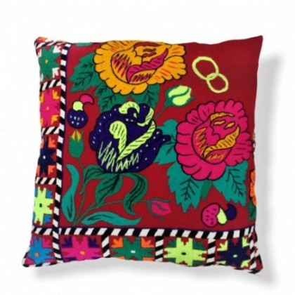 Housse de coussin suzani vintage brodé à la main fleurs - Casa Nomade