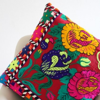 Housse de coussin suzani vintage brodé à la main fleurs - Casa Nomade