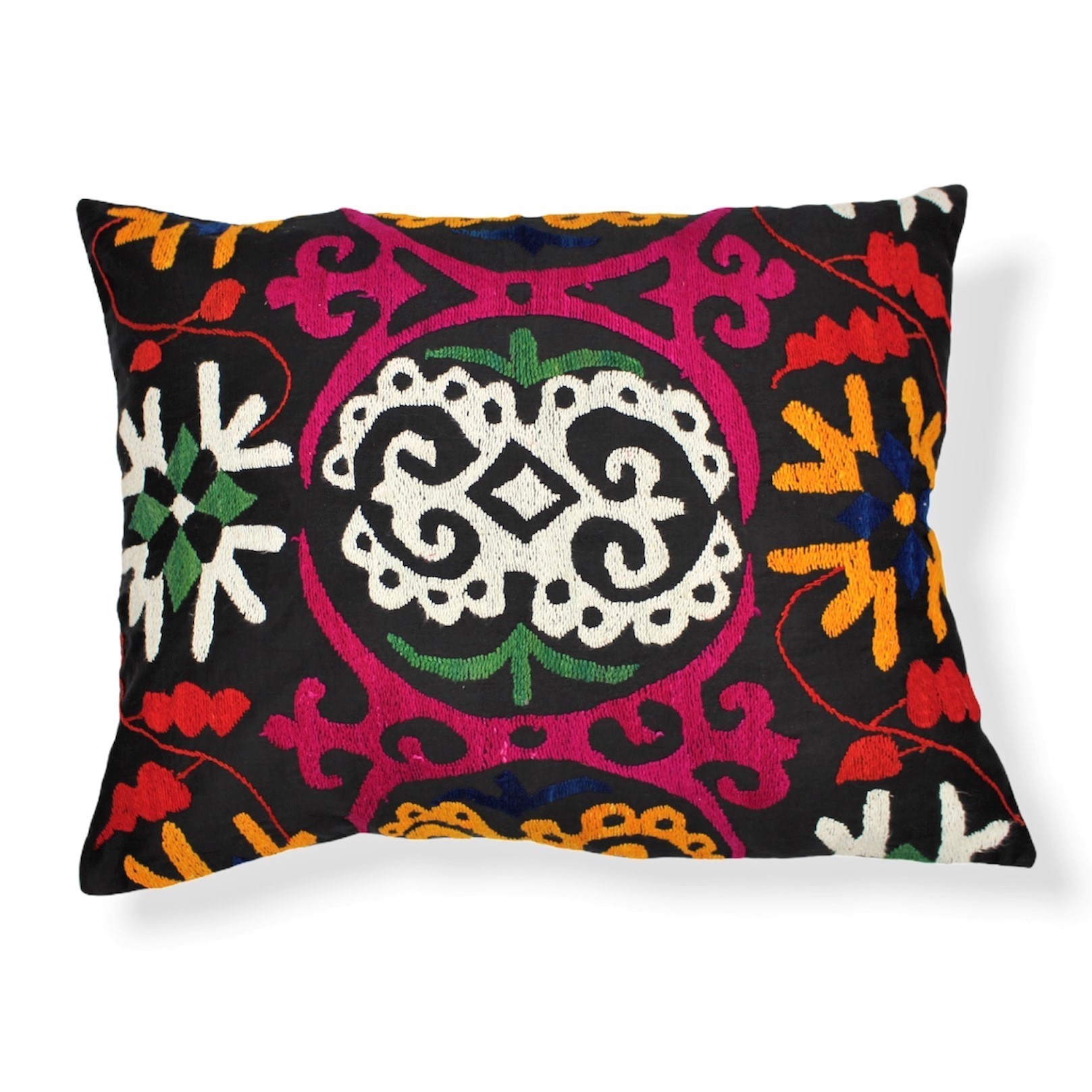 2 Housses De Coussin En Soie Brodée Main – 38x45cm, Indochine Années 50