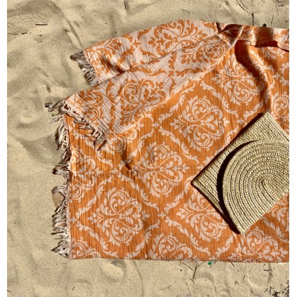 Fouta Peshtemal Jacquard corail - Casa Nomade