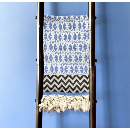 Fouta Peshtemal Adinkra bleu jean - Casa Nomade