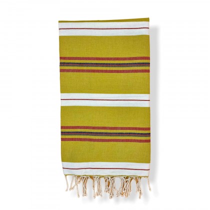 Fouta moutarde rayée tissée plat - Casa Nomade