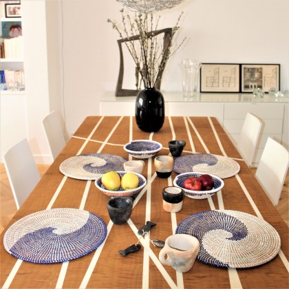 Set de table tressé main bleu - Casa Nomade