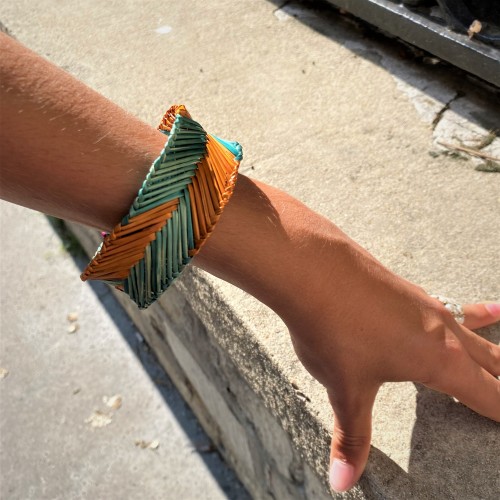 Bracelet Ethnique En Rotin Tissé - Artisanat Du Pérou, Unisexe - Neuf Avec étiquettes