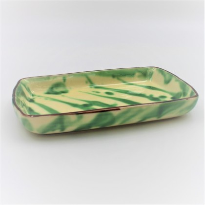 Plat en céramique rectangulaire Zebra vert fait main - Casa Nomade