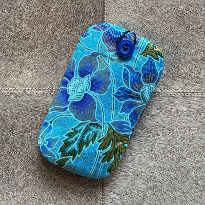 Étui téléphone portable batik fleurs cousu main - Casa Nomade