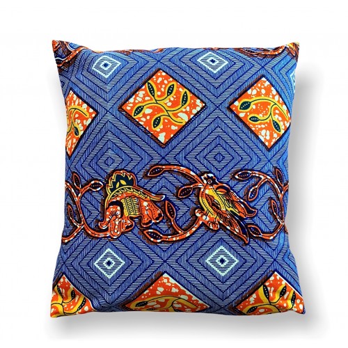 Housse de coussin oiseau en wax Housse de coussin oiseau en wax
