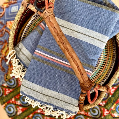 Fouta grise tissage plat