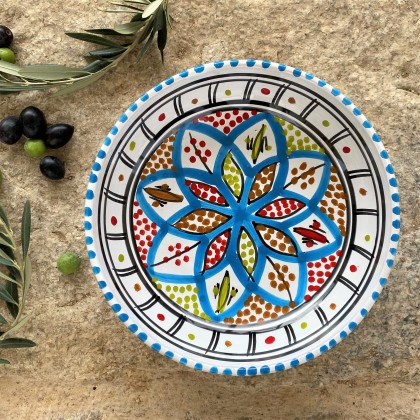 Saladier bobun turquoise en céramique fait main