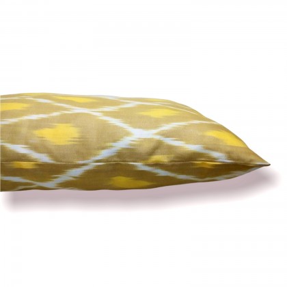 Housse de coussin ikat Losange moutarde fait main - Casa Nomade