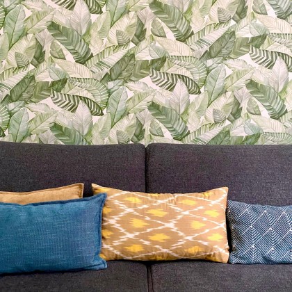 Housse de coussin ikat Losange moutarde fait main - Casa Nomade