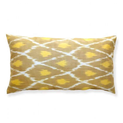 Housse de coussin ikat Losange jaune fait main
