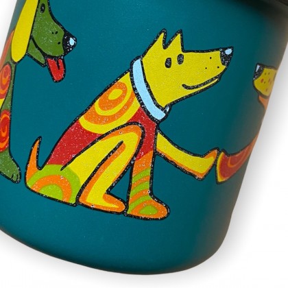 Tasse verte en émail motif chien - Casa Nomade