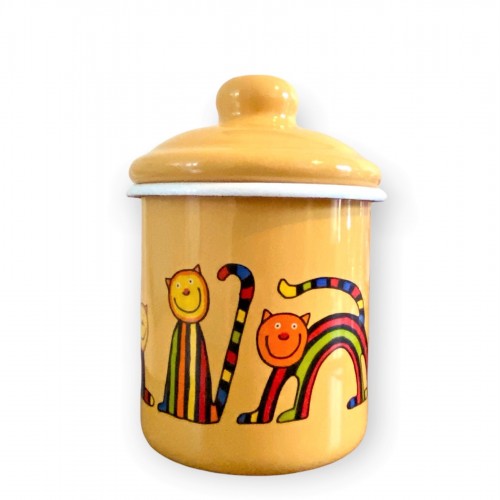 Sucrier en émail motif hibou Sucrier en émail motif hibou