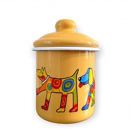 Sucrier en émail motif chien Sucrier en émail motif chien