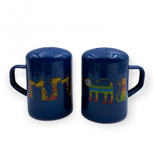 Duo sel poivre en émail motif girafe et chat - Casa Nomade Duo sel poivre en émail motif girafe et chat - Casa Nomade