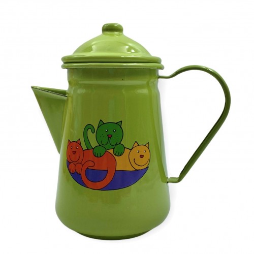 Cafetière verte en émail motif chatton - Casa Nomade