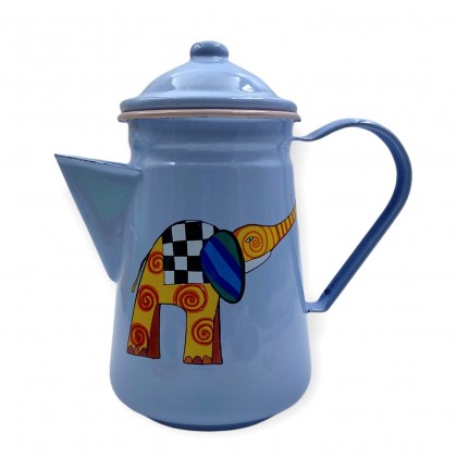 Cafetière bleue en émail...