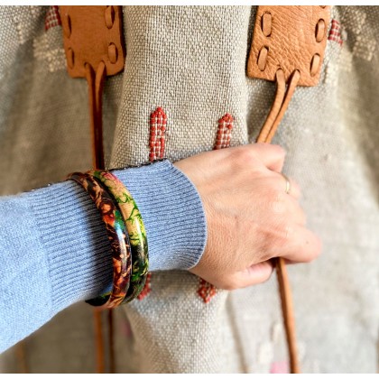 Duo de bracelets touaregs en cuir ramage - Casa Nomade