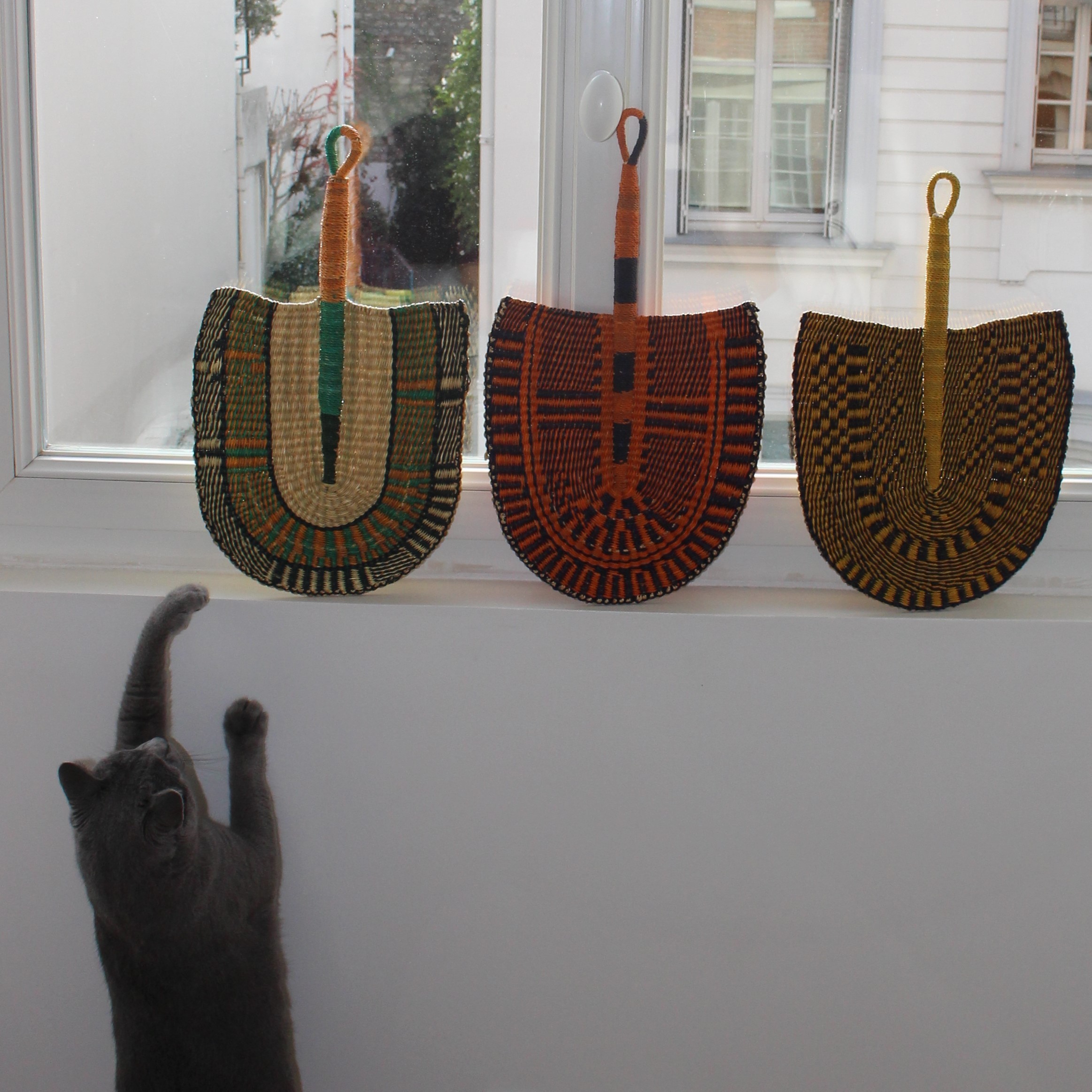 Grand éventail à Main Africain Tissé - Décoration Murale