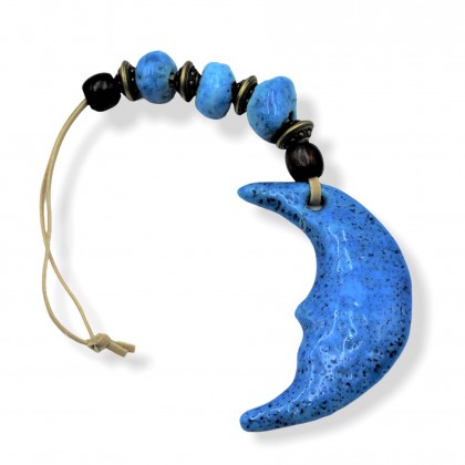 Lune bleue décorative en céramique